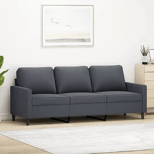 vidaXL Canapé à 3 places Gris foncé 180 cm Velours