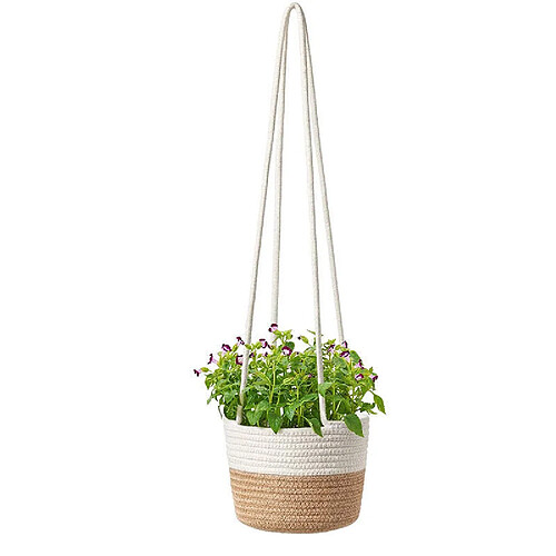 BESTA Pot de fleurs suspendu en macramé pour plantes en macramé fait à la main en corde de coton à suspendre pour intérieur ou plafond (2#)