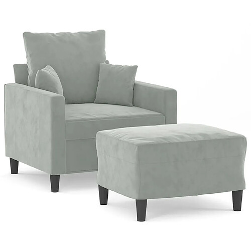 Maison Chic Fauteuil Relax pour salon | Fauteuil avec repose-pied Gris clair 60 cm Velours -GKD12263