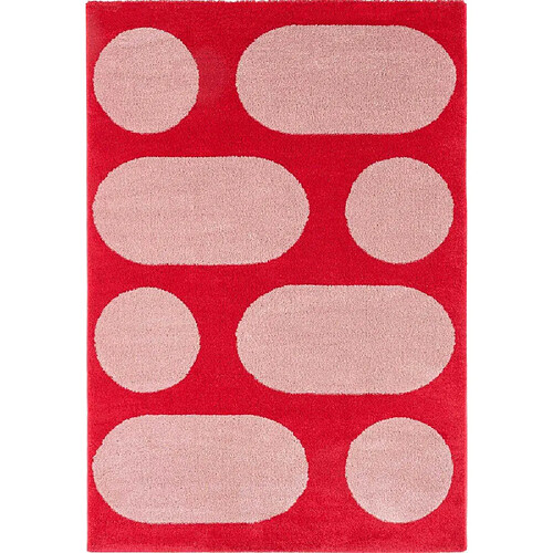 Jardindeco Tapis intérieur à poils longs Swing 381 rouge 80 x 140 cm.