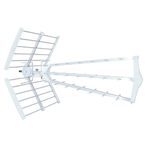 Antenne d'extérieur Trinappe UHF 4K HD amplifiée 55 dB - Filtre 4G, Pré montée, 470-790 MHz, Pour réception très difficile