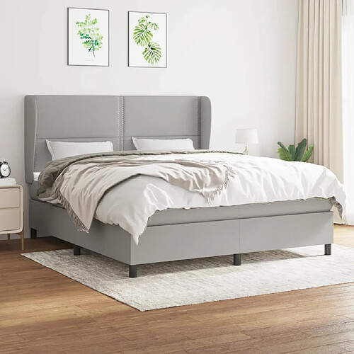 vidaXL Sommier à lattes de lit avec matelas Gris clair 160x200cm Tissu