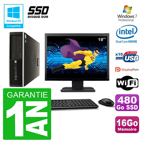 PC HP Compaq 8100 SFF Ecran 19" G6950 RAM 16Go SSD 480Go Graveur DVD Wifi W7 · Occasion