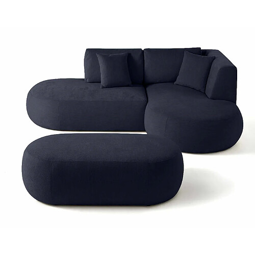 Lisa Design Santorini - canapé modulable d'angle droit + pouf - 4 places - en tissu texturé