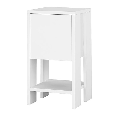 Pegane Table de chevet, table de nuit avec 1 porte abattante coloris Blanc - longueur 30 x profondeur 30 x hauteur 55 cm