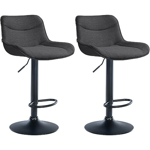 Non Lot de 2 tabourets de bar Vonore tissu noir