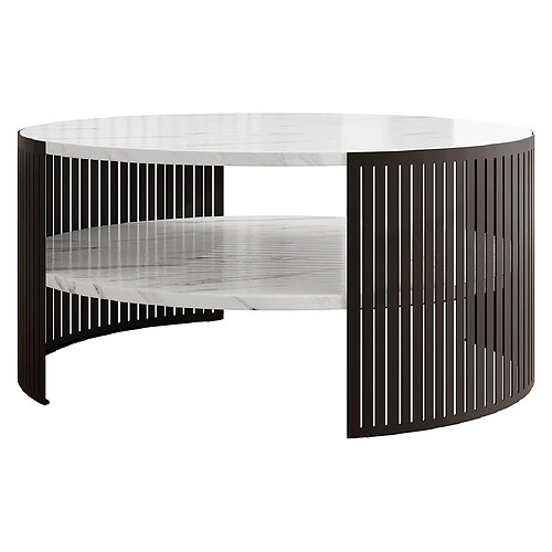 Bestmobilier Cruz - table basse - effet marbre blanc et noir - 75 cm