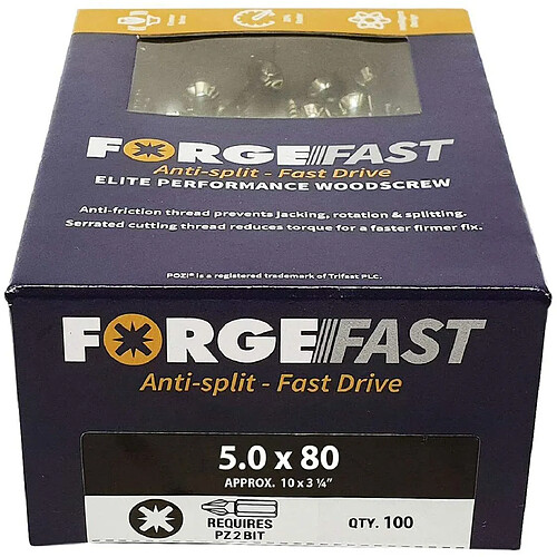 Forgefix Forffp1000y Forgefast Pozi Compatible Elite Performance Vis à bois Organiseur ? Argent, argent, FORFFP460Y