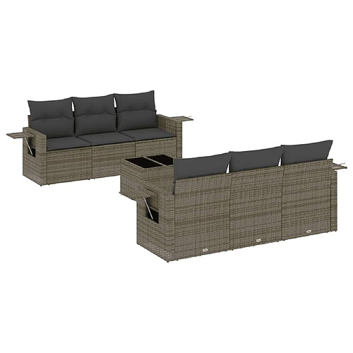 Maison Chic Salon de jardin avec coussins 7 pcs, Ensemble Tables et chaises de jardin, gris résine tressée -GKD226118