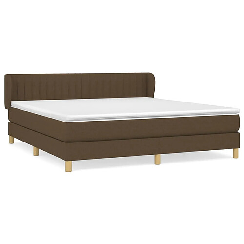 Maison Chic Structures de lit + matelas,Lit à sommier tapissier avec matelas Marron foncé 180x200 cm -MN78077