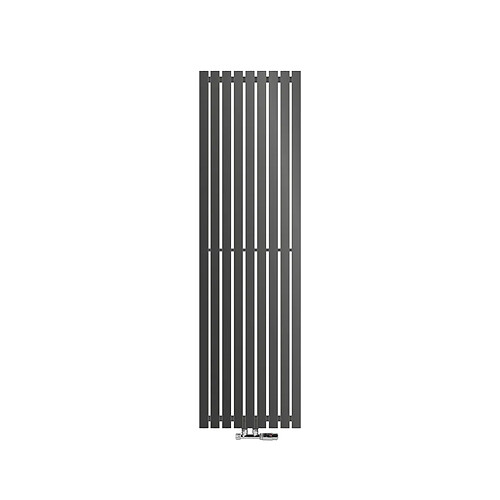 ECD Germany Radiateur Stella Non Électrique - 480 x 1600 mm - Anthracite - Connexion Central - avec Kit de Raccordement Mural d'Angle et Thermostat - Design Panneau Plat - Seche Sérviettes Salle Bain