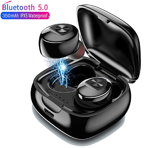 GUPBOO Écouteurs sans fil TWS Bluetooth 5.0 étanches IPX5 3D stéréo avec boîtier de charge