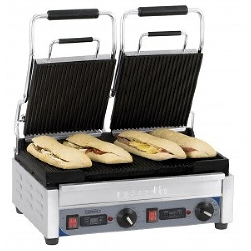 Grill Panini Double Rainuré Professionnel - 445 x 242 mm - Casselin