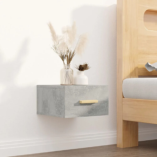 vidaXL Table de chevet murale gris béton 35x35x20 cm