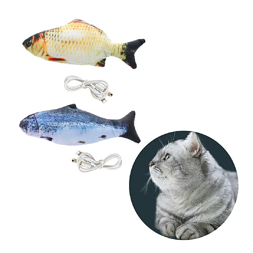 2 Pièces Simulation Électrique En Peluche Cataire Agitant Poissons Jouet Pour Chat Chiens