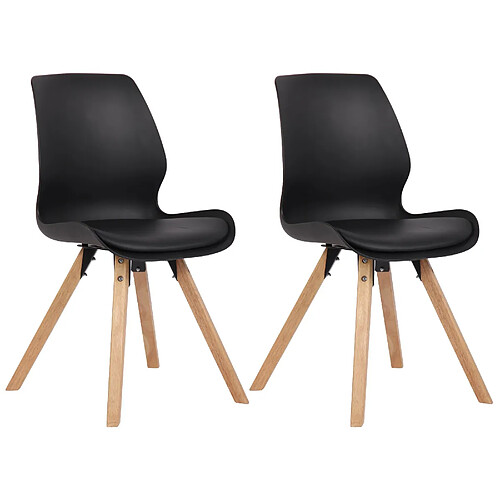 Decoshop26 Lot de 2 chaises de salle à manger en plastique noir style scandinave pieds bois CDS101140