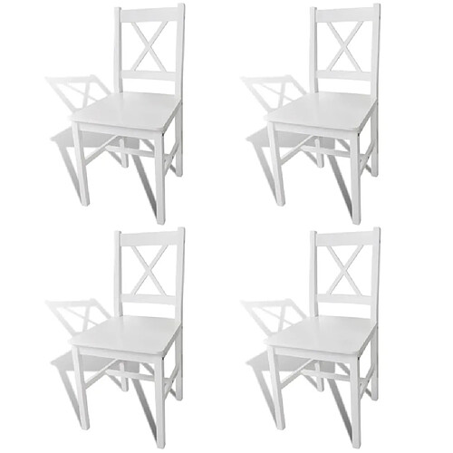 vidaXL Chaises à manger lot de 4 blanc bois de pin