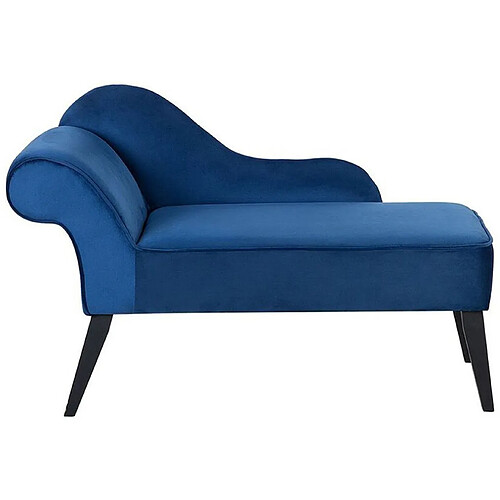 Beliani Mini chaise longue en velours bleu côté gauche BIARRITZ