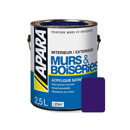 Apara Peinture intérieure couleur, acrylique satinée-2.5 litres-Nuit