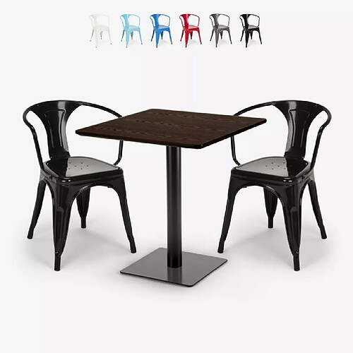 Ahd Amazing Home Design ensemble 2 chaises style et table horeca 70x70cm bar restaurants starter - Noir