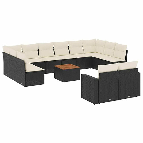 Maison Chic Salon de jardin avec coussins 13 pcs, Ensemble Tables et chaises de jardin, noir résine tressée -GKD376525