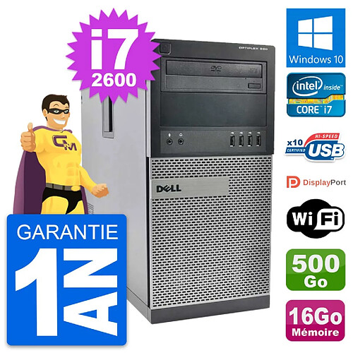 PC Tour Dell OptiPlex 990 Intel i7-2600 RAM 16Go Disque 500Go Windows 10 Wifi · Occasion