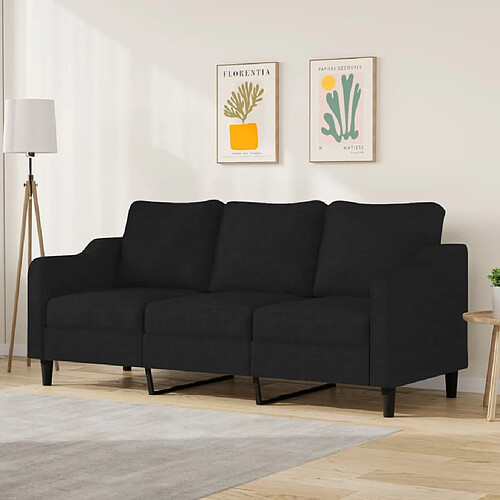 vidaXL Canapé à 3 places Noir 180 cm Tissu