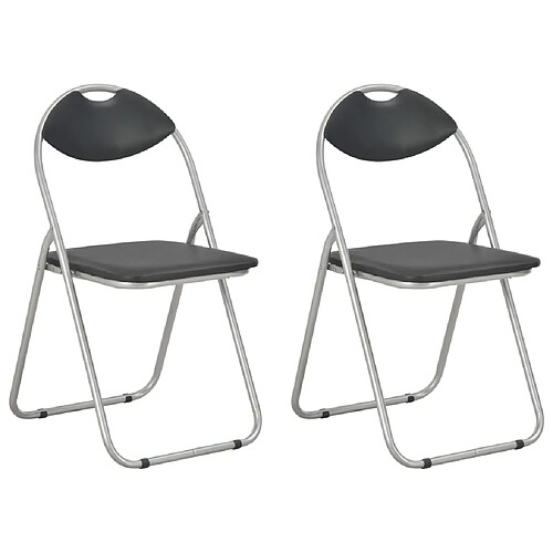 vidaXL Chaises pliantes à manger lot de 2 noir similicuir