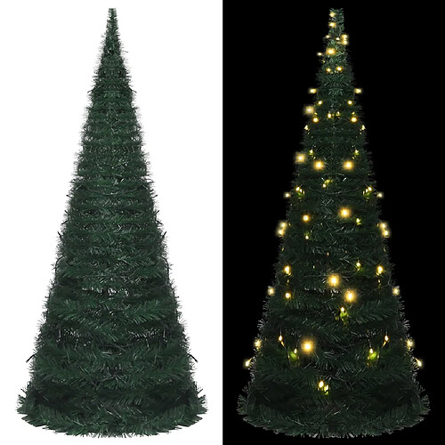 vidaXL Sapin de Noël artificiel pré-éclairé avec guirlandes vert 210cm