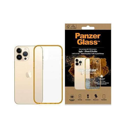 panzerglass coque transparent iphone 13 pro max 6.7" antibacterial military grade tangerine 0343