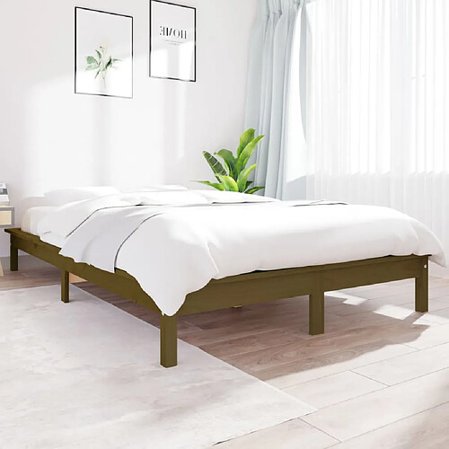 vidaXL Cadre de lit sans matelas marron miel bois massif