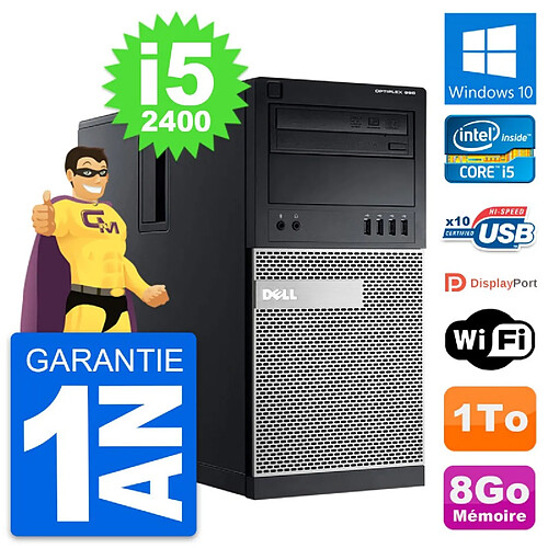 PC Tour Dell OptiPlex 990 Intel Core i5-2400 RAM 8Go Disque 1To Windows 10 Wifi · Occasion