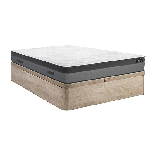 Vente-Unique Ensemble 160 x 200 cm sommier coffre naturel clair + matelas ressorts ensachés et mémoire de forme ép.24cm - ILLUSION de YSMÉE