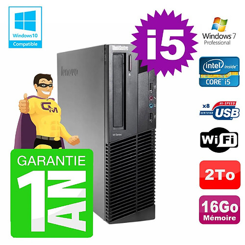 PC Lenovo M91p SFF Intel I5-2400 16Go Disque 2To Graveur Wifi W7 · Occasion