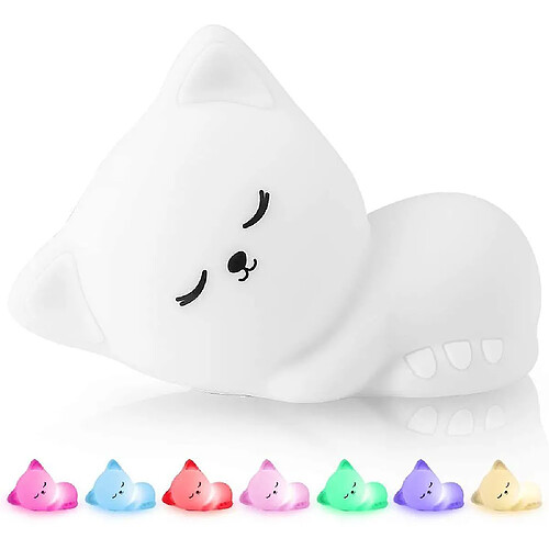 Universal Veilleuse pour bébé, lampe de chevet tactile, veilleuse portable pour bébé adulte, lumière LED, cadeau d'anniversaire lumineux, veilleuse en silicone 7 couleurs, (blanc)