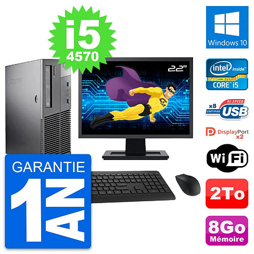 PC Lenovo M93p SFF Ecran 22" Intel i5-4570 RAM 8Go Disque 2To Windows 10 Wifi · Occasion