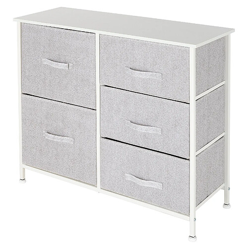 Commode de chambre avec 5 tiroirs tissu amovibles blanc 80x30x70 cm ML-DESIGN®