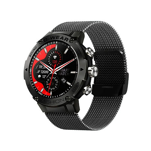 Yonis Montre Connectée Noir Acier Suivi Santé Bluetooth