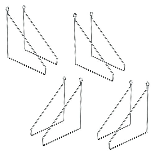 ML DESIGN MODERN LIVING Lot de 8 supports d'étagère murale équerre triangle en métal argent 250x250 mm