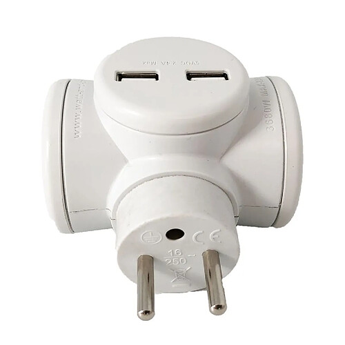 Biplite USB WATT&CO MPF2CUSB-BLC-CT blanche