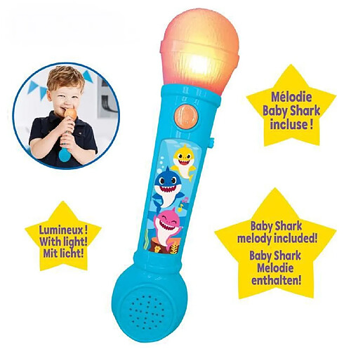 BABY SHARK Microphone lumineux avec mélodies et effets sonores - LEXIBOOK