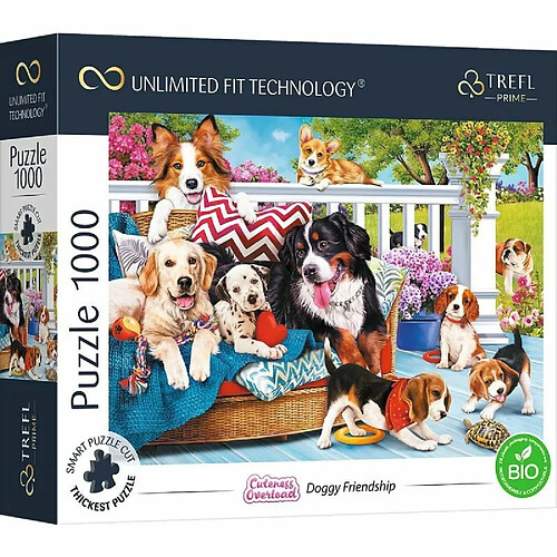 Trefl Prime - Puzzles UFT Cuteness Overload: Doggy Friendship - 1000 Pièces, Carton Le Plus Épais, Bio, Chiens, Chiots, Animaux, Image Douce, Divertissement pour Adultes et Enfants à partir de 12 Ans