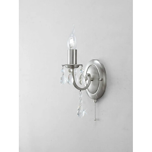 Luminaire Center Applique murale Kyra avec interrupteur 1 Ampoule nickel satiné/cristal