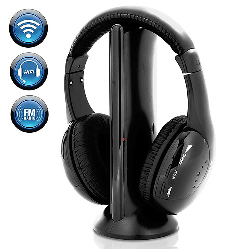 GUPBOO Nouveau casque sans fil Hi-Fi 5 en 1 pour TV DVD MP3 PC noir ~