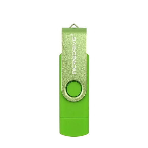 Wewoo Clé USB MicroDrive 64 Go USB 2.0 pour téléphone et ordinateur Double disque rotatif OTG Metal U Vert