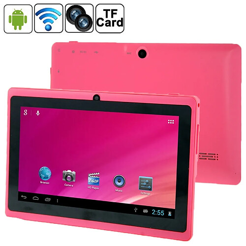 Wewoo Tablette Tactile rose 7 pouces Tactile, 512 Mo + 8 Go, Android 4.0 360 degrés de rotation du menu, Allwinner A33 Quad Core, 1,5 GHz