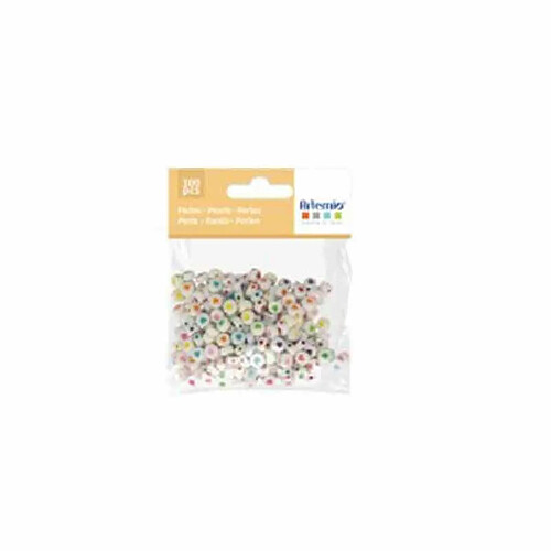 Artemio 300 perles blanches coeur couleurs dia 7 mm