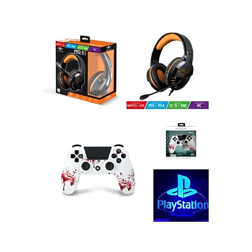 Spirit of Gamer Pack Manette PS4 Manette Bluetooth Zombie 3.5 JACK + Casque Gamer PRO-H3 ORANGE PS4-PS5 PLAYSTATION