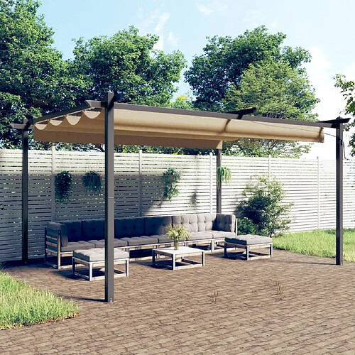 Maison Chic Tonnelle | Pergola de jardin avec toit rétractable 4x3 m Taupe -GKD37015