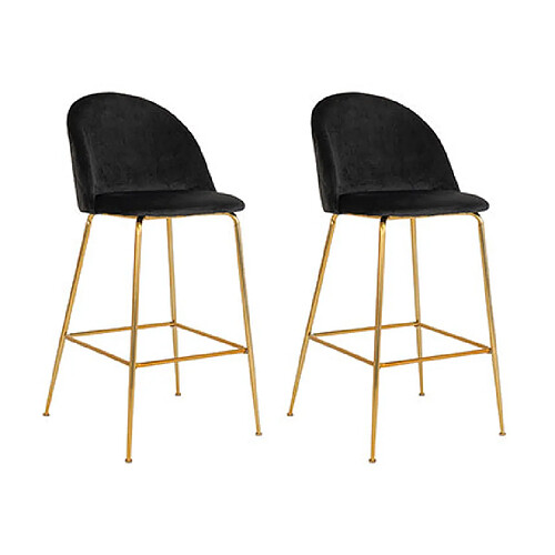 Mes Lot de 2 chaises de bar 60x55x108 en velours noir et laiton